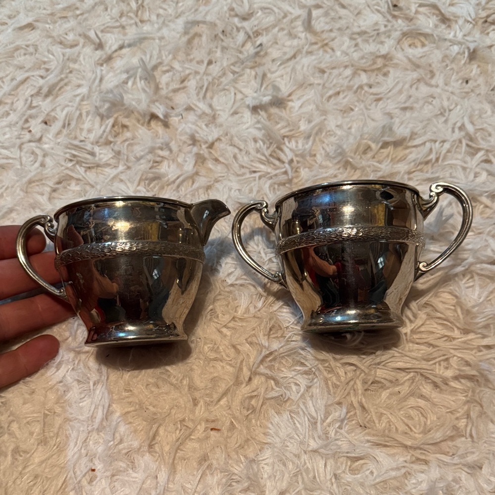 Silver Creamer and Sugar Bowl Set